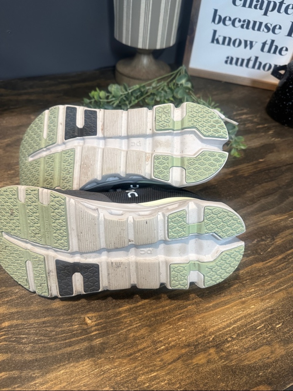 On Running Gray & White Running Shoes with Lime Highlights worn only twice - Picture 4 of 4